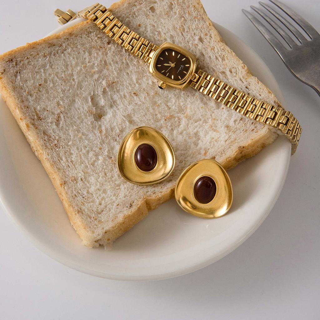 Resin Titanium Steel Stud Earrings Light Luxury High-end Earrings Do Not Fade Stainless Steel