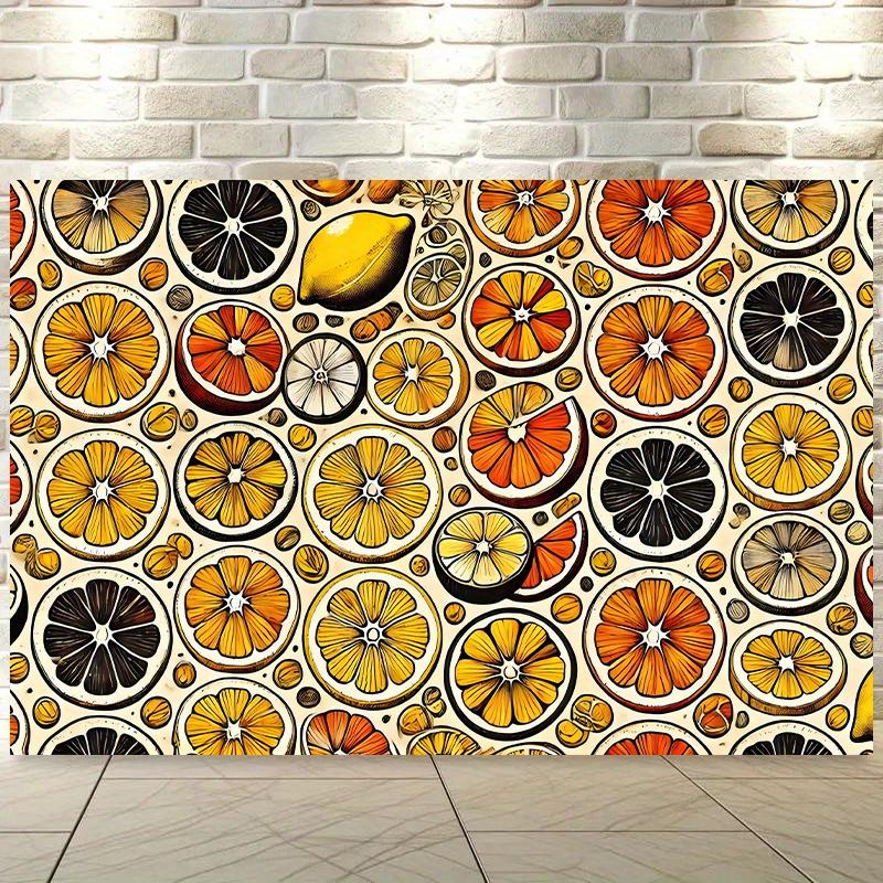 1pc vivid lemon slice pattern background banner, colorful floral design, no need for electricity, lemon kitchen decoration