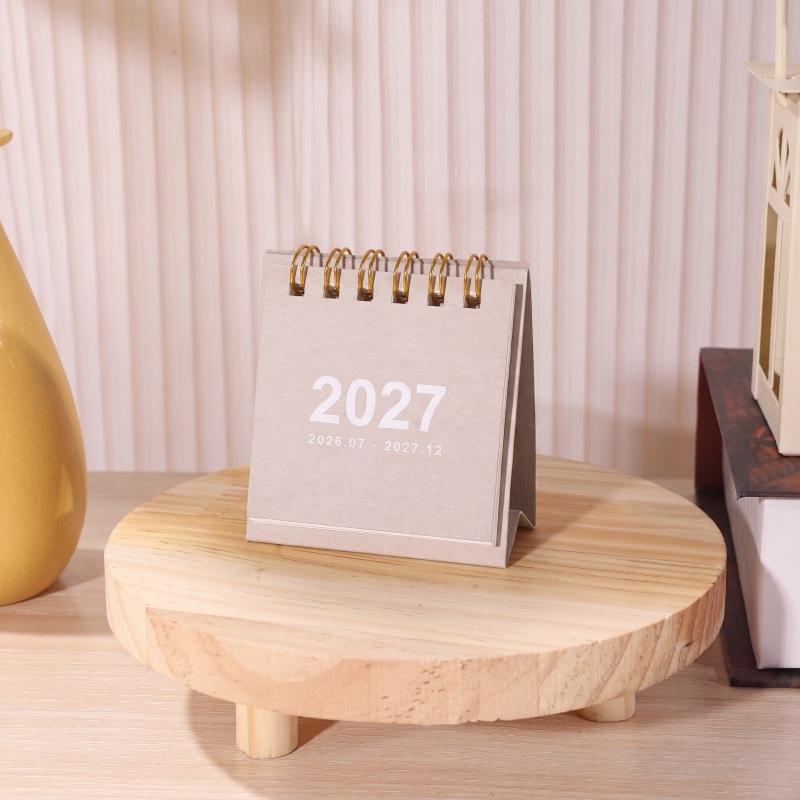 1Pcs 2027 Mini Simple Calendar Small Desk Calendar Creative Coil Calendar Planner Desktop Decoration Office Stationery