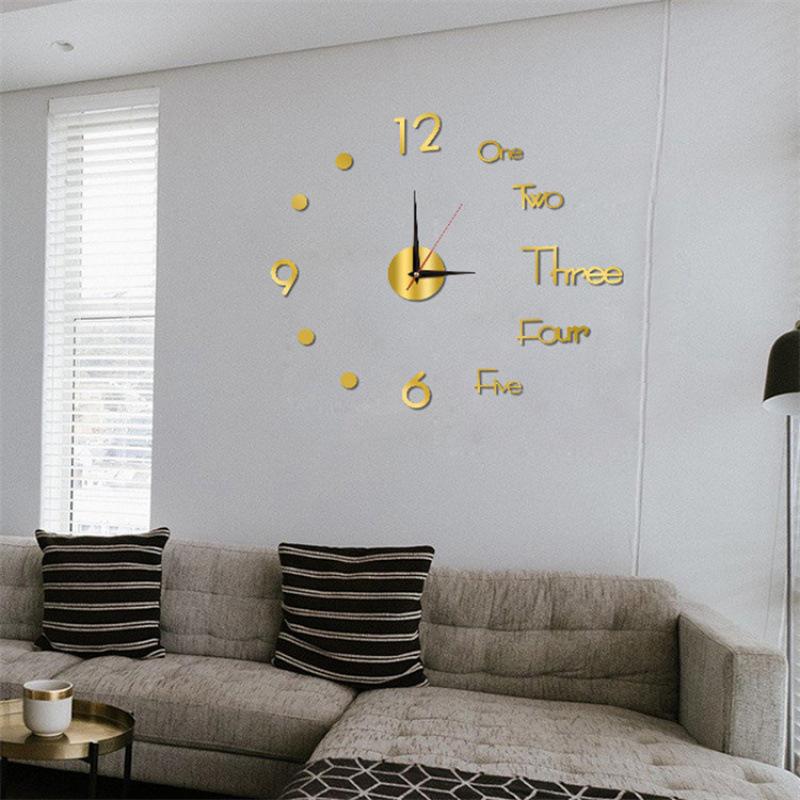 Nordic Silent DIY Wall Clock Creative Living Room Bedroom Decorative Clock Acrylic Number Clock Wall Sticker Clock