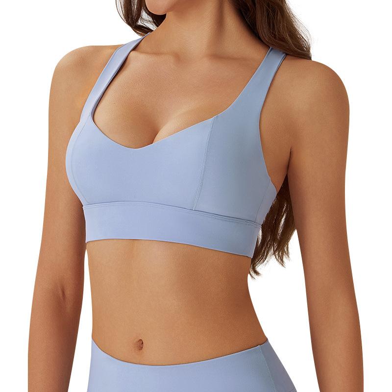 European and American Style Sexy and Fashionable Hollow-out Backless Sports Bra for Women with Breast Pads Push-up Bra Shockproof Fitness Vest