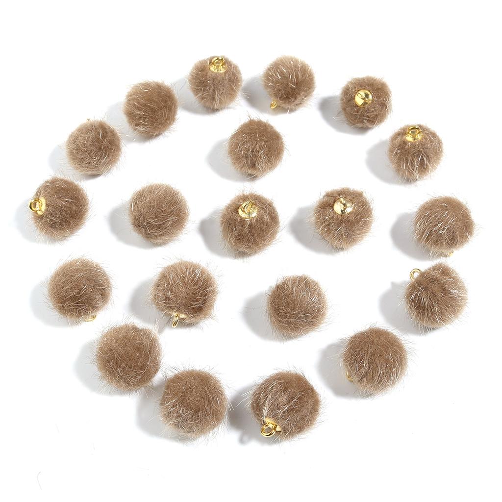 20pcs Plush Fur Covered Ball Beads Charms Multicolor Pompom Pendant For DIY Jewelry Making Necklace Bracelet Earring Accessories