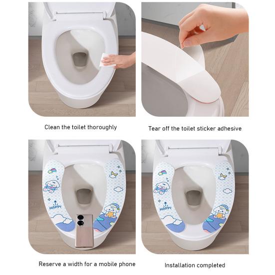 Toilet Seat Cartoon Pattern Non-Slip Waterproof Toilet Seat Pad Easy To Clean Reusable Hygienic Waterproof Toilet Seat Protector