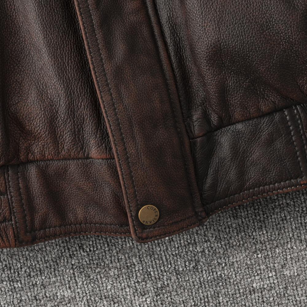 Vintage Red Brown Men Leather Jacket Oversized Style Black Genuine Cow Loose Man Bomber Coat Plus Size