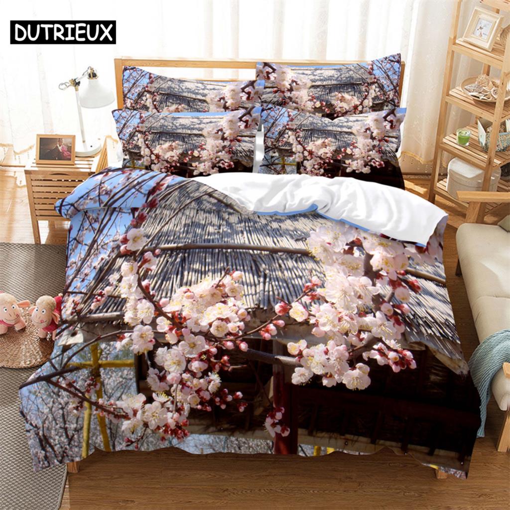 

Flowers 3D Digital Bedding Sets Home Bedclothes Super King Cover Pillowcase Comforter Textiles Bedding Set bed cover set (135x200cm)&set
