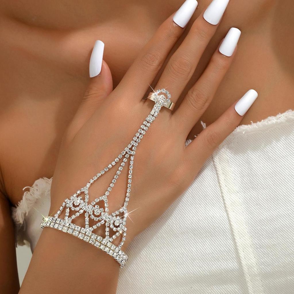 Trendige Strass-Fingerlose Handkette mit europäischem und amerikanischem Flair