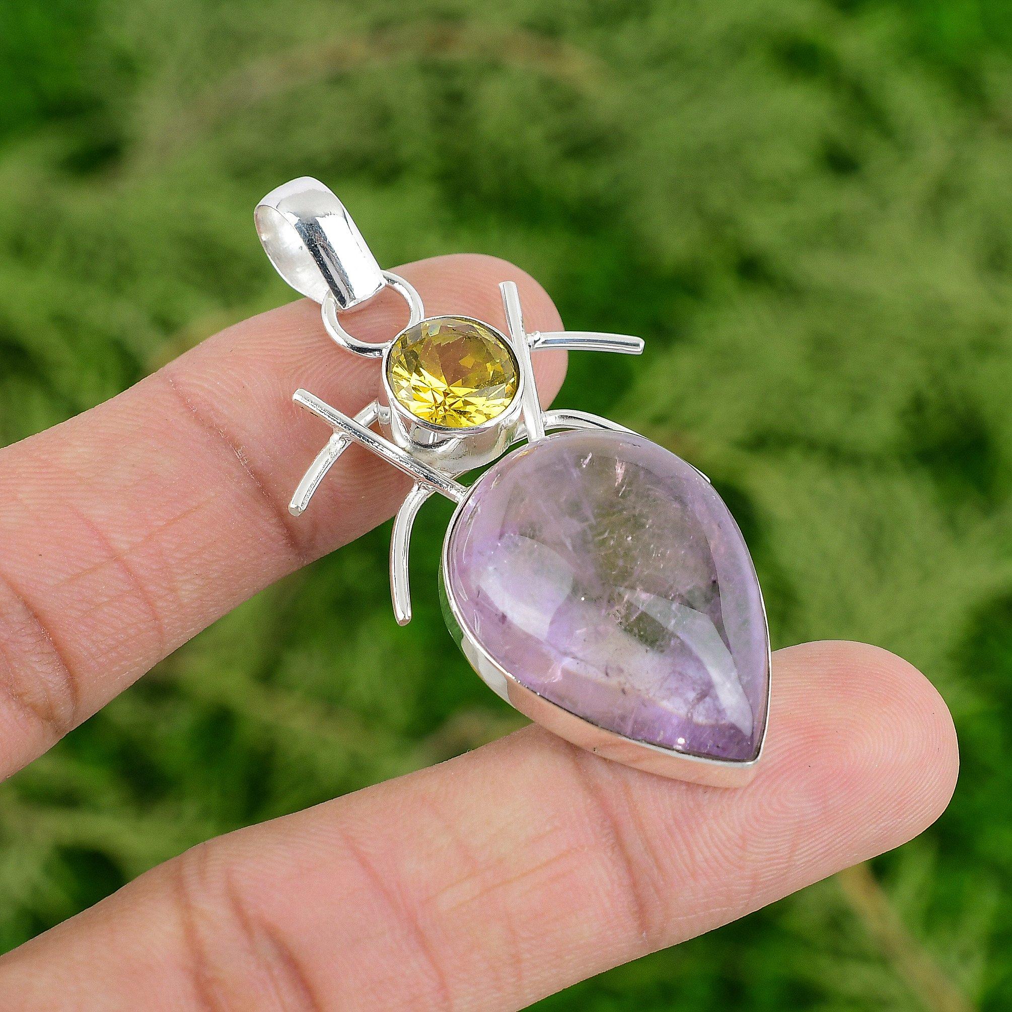 

Pear Ametrine Stone Citrine Anniversary Engagement Pendant Jewelry 925 Silver