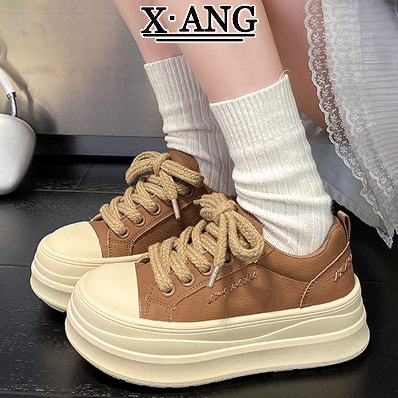 

Small muffin thick sole heightening women s shoes leather board shoes little white shoes new autumn and winter casual sports shoes 40