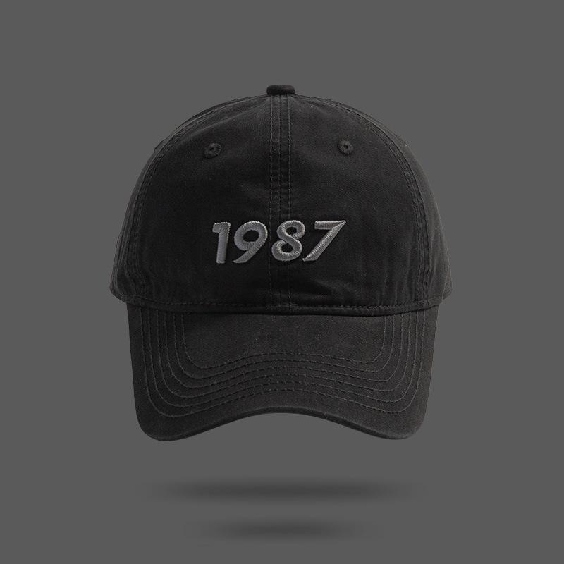 New Big Head Circumference 1987 Embroidered Baseball Cap Quality Deep Top Curved Brim Showing Face Small Cap Children Spring and Autumn Versatile