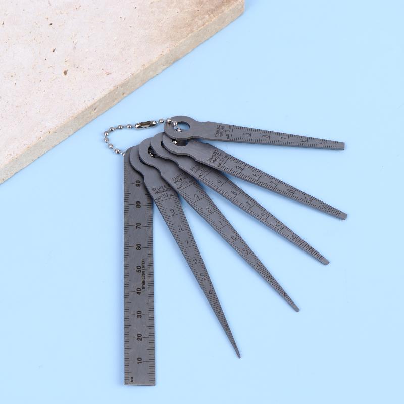 6Pcs/Set Feeler Measuring Tool Taper Gauge Gap Gage Stainless Steel Welding Taper Feeler Gauge Rulers Hole Inspection Tool