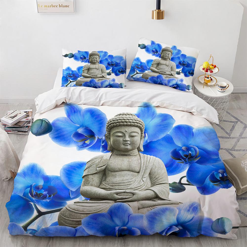 3D Buddha Print Bedding Set Meditation Duvet Covers With Pillow Cover Case Home Decor Bed Clothes Double Queen King Size