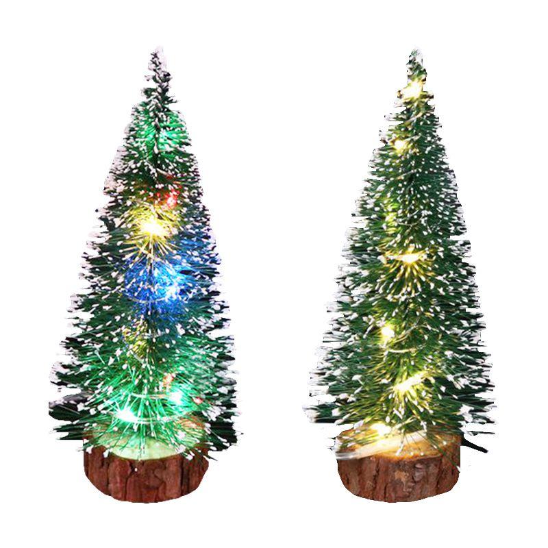 Mini Christmas Cedar Tree With Led Lights Small Pine Table Desk Xmas Home Decor