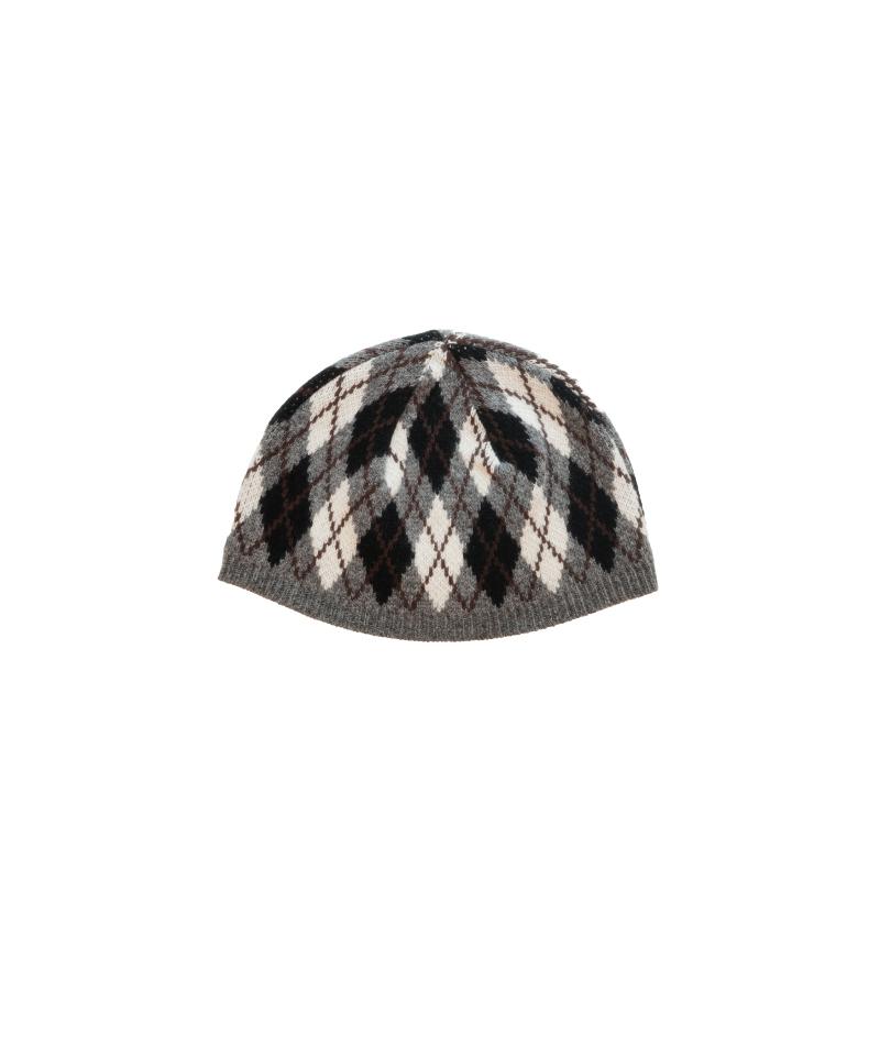 KOOKEESEE Argyle Knit Beanie (Charcoal)