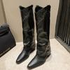 Long Boots Rivet High-top Western Cowboy Knight Boots Ladies French All-match Retro Leather Boots
