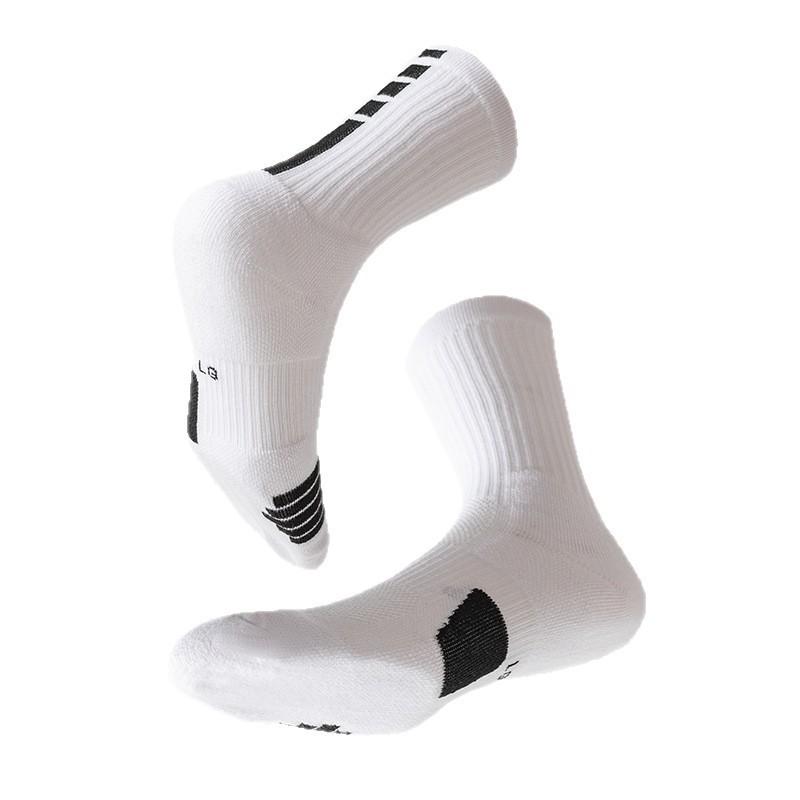 2pcs Basketball Socks for Men, Anti-Slip Cushioned Terry Socks with Breathable Quick-Dry Mid-Calf Athletic Socks