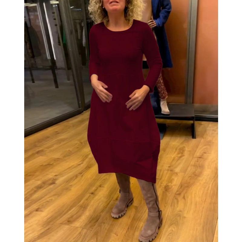 HNXC Damenmode Sommer Frühling Einfarbiger Druck Kurzarm O-Ausschnitt Freizeitkleider