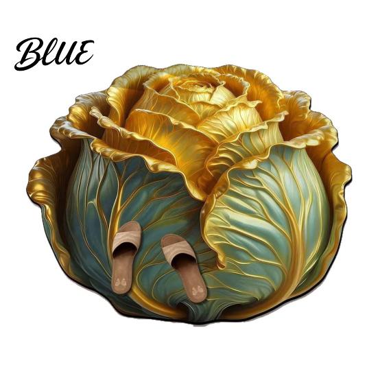 3D Visual Effect Living Space Mat Non-Slip Cabbage Floor Rug Chinese Absorbent Bathroom for Entrance