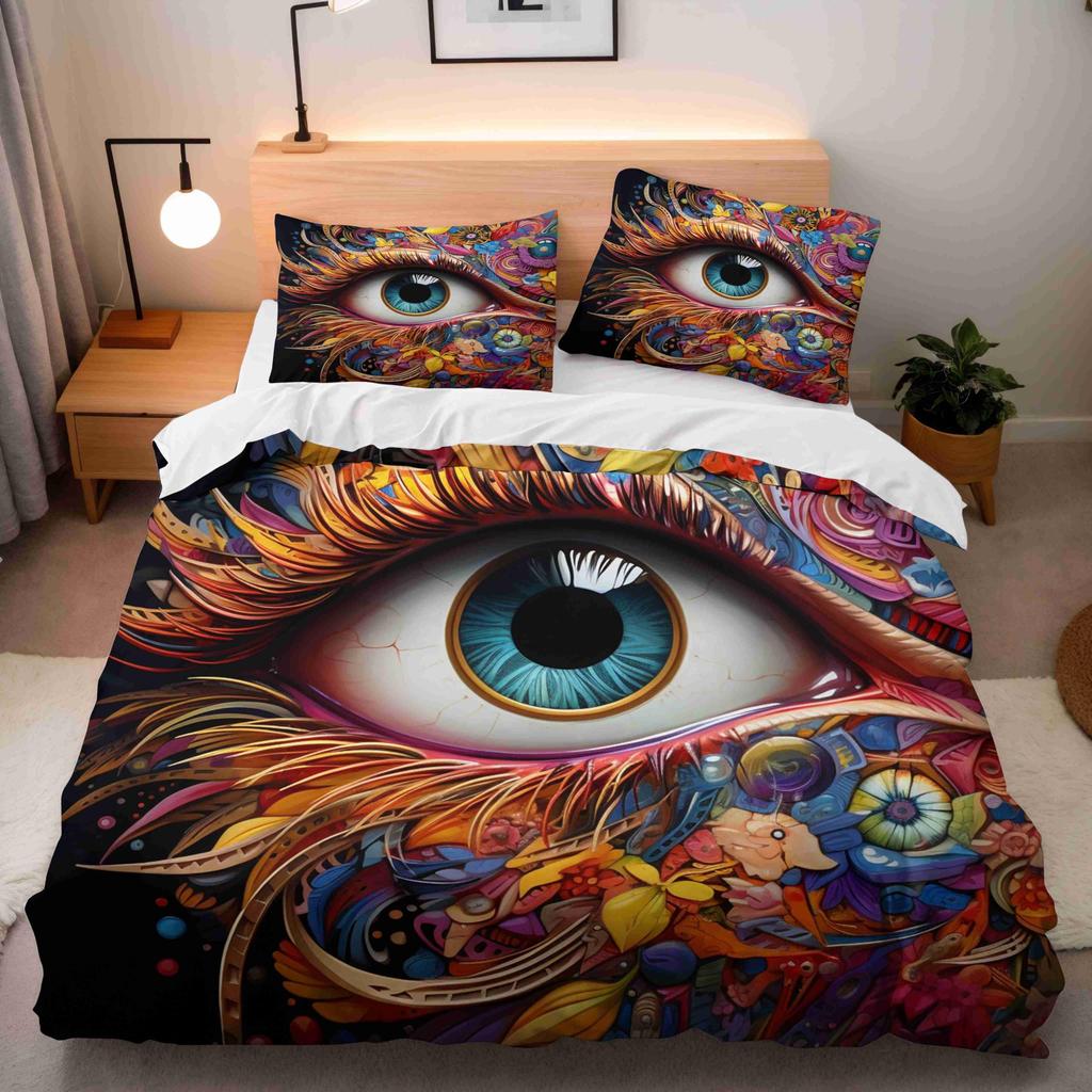Eye Duvet Cover Set For Teens Adults Quilt Covers Queen King Size Lightweight Down With 2 Pillowcases 1 Duvet Cover No Comforter