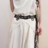 Vintage ethnic wind wood bead woven fringed waist chain bohemian belt clothing