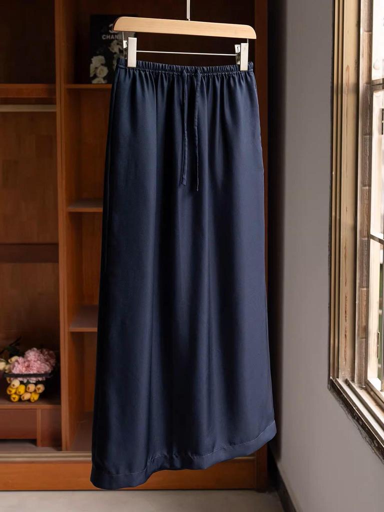 Minimalist Mulberry Silk T-shirt & Half Skirt Set in Classic Old Money Style