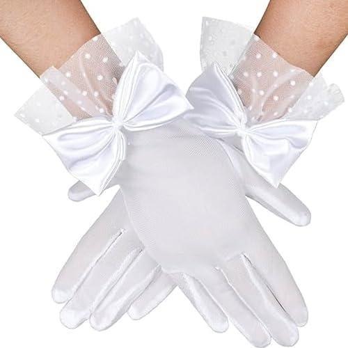 Meier L 25817 bridal gloves with bow bridal evening gloves Mesh Wedding