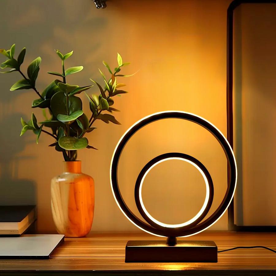 Modern and Minimalist Ring-shaped Desktop and Bedside Lamp. It Is Powered by USB and Has the Function of Three-color Dimming.