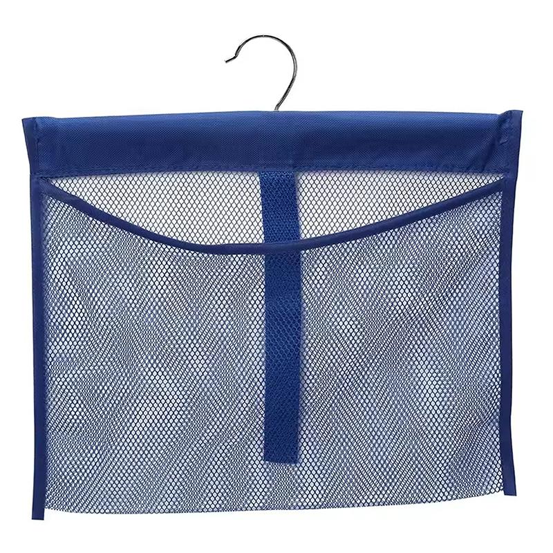 

Портативный настенный сетчатый карман Многоцелевая сетчатая подвесная сумка Складной дорожный органайзер для хранения ванных принадлежностей синий