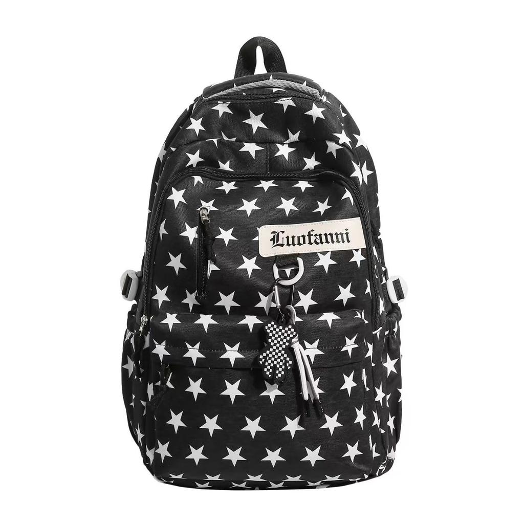 Schultasche neuer Stern Vollprint Rucksack mit großem Fassungsvermögen College-Stil Schultasche Damen Leichter Pendler Rucksack für Mittelschüler
