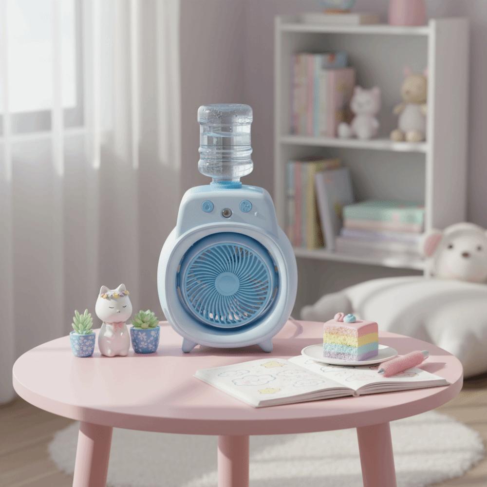 Fine Gentle Mist Portable Desktop Cooling Spray Fan Even Comfortable Wind Wide Angle Cool Mist Desk Fan for 500mAh