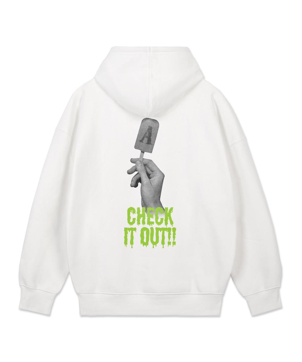 Astral Projection Check It Out Oversized Wide Shoulder Hoodie_White Xl (No Fleece Lining)