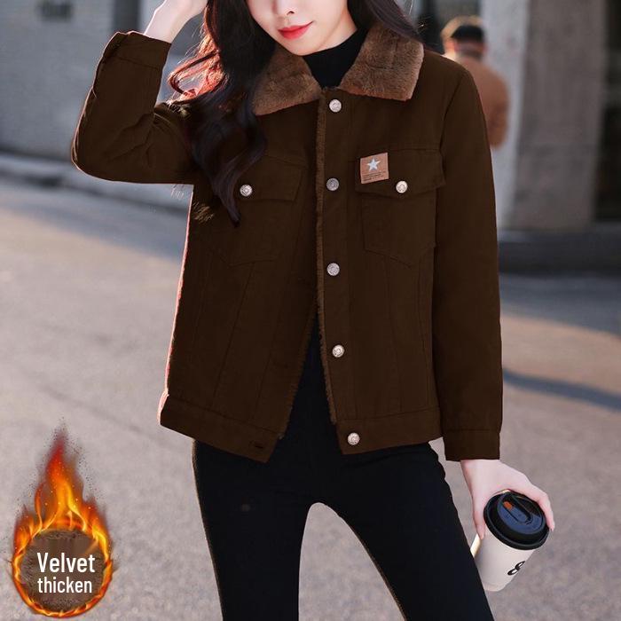 2025 Petite Women's Stylish Winter Short Jacket, Fleece-Lined, Thickened Cotton Coat