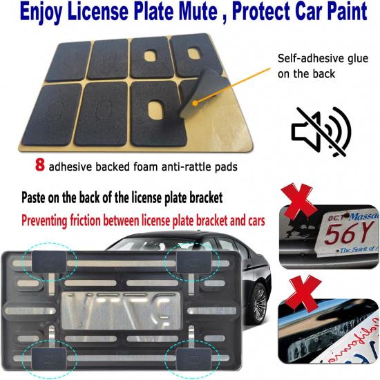 Aootf Front License Plate Bracket- Universal Bumper Mounting Kit, Car Tag Holder Adapter & Black Aluminum Plate Cover, Anti-Theft Lock Screw Bolt