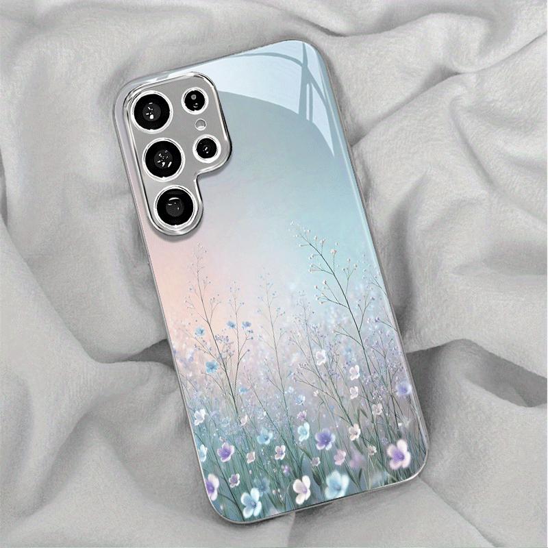 

Dreamy colored flower plated glass phone case suitable for Samsung Galaxy S26 S25 S24 S23 S22 S21 S20 FE/Ultra/Plus anti drop Galaxy S22 plus 5G