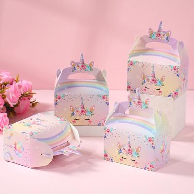 4 stücke Einhorn Thema Party Geschenk Boxen Candy Box Einhorn Party Decor Hochzeit Baby Dusche Kinder Mädchen Geburtstag Party Supplies