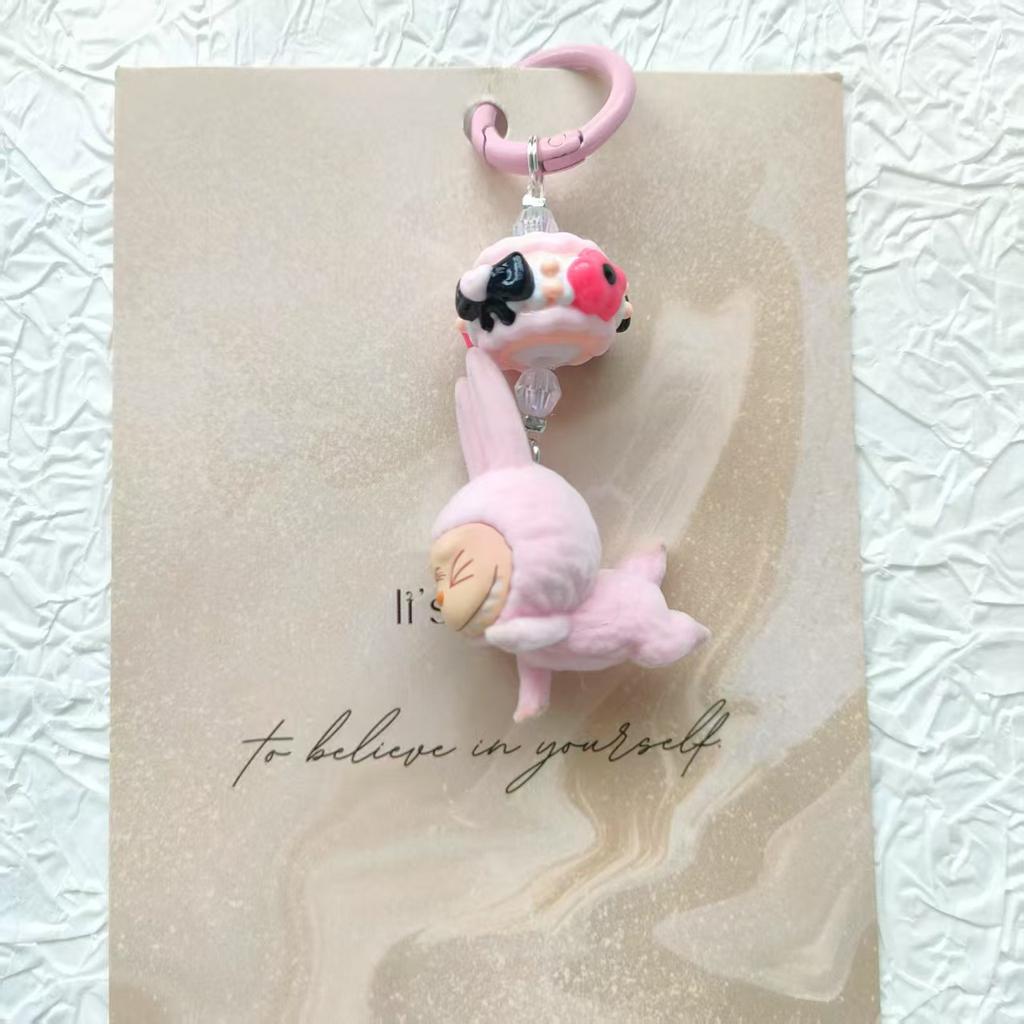 New Flocking Mini Yoga Cute Keychain Doll Bag Pendant Cute Schoolbag Gift Pendant