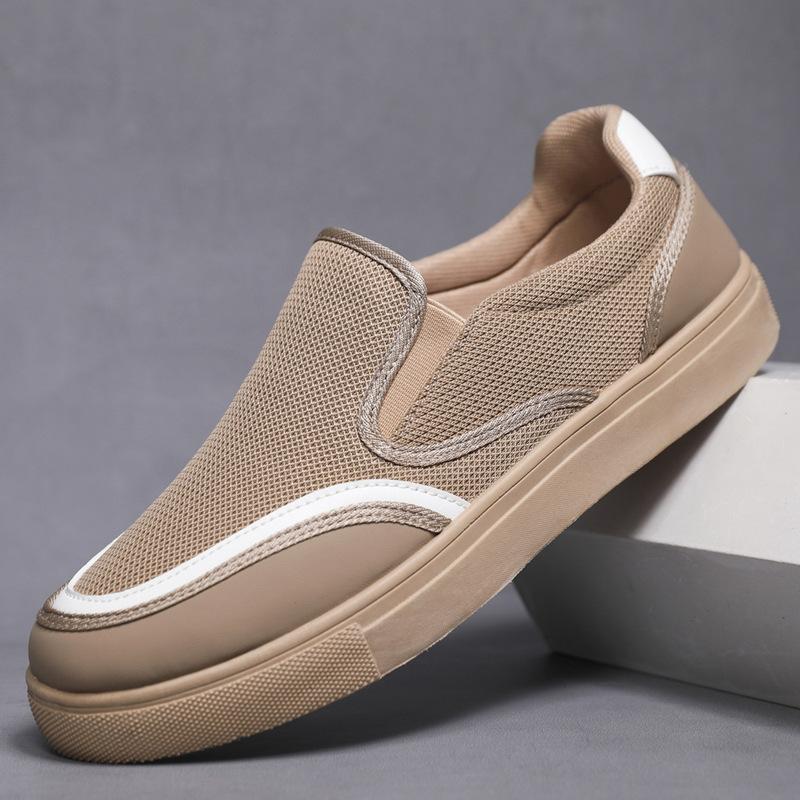 Fashion Men's Canvas Shoes Breathable Mesh Casual Shoes Comfort Loafers Classic Vulcanized Shoes for Men Slip-On Driving Shoe Sneakers