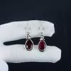 Jemné náušnice s drahokamami Kašmírsky rubín, Náušnice zo striebra 925, Ručne vyrábané boho strieborné visiace náušnice, Darček k výročiu