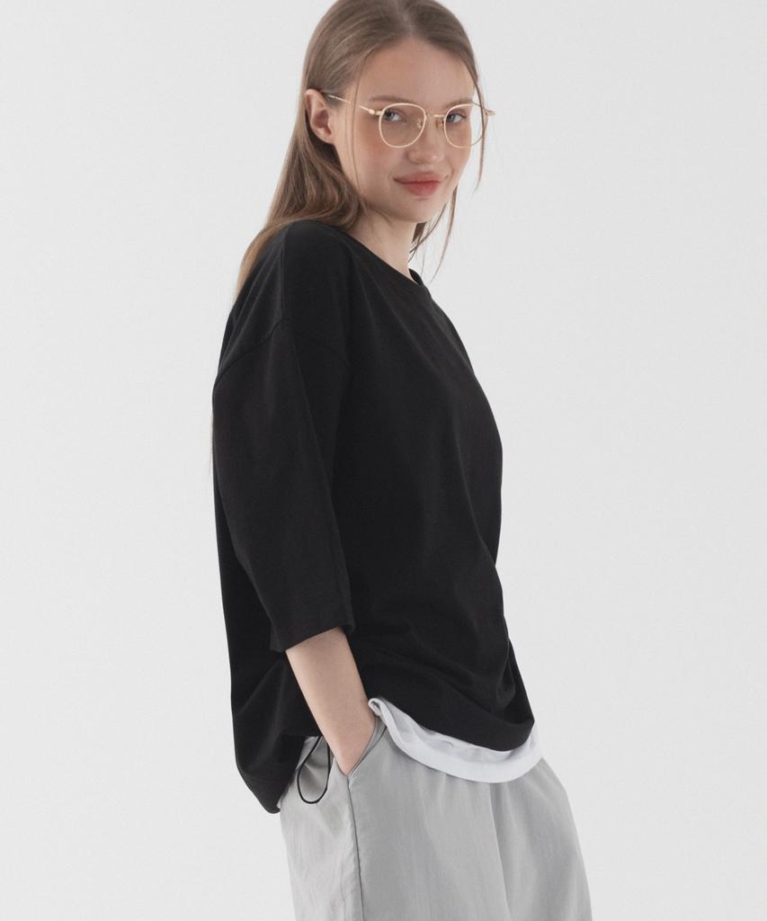 PIANER Cool Oversized String Short Sleeve T-Shirt (Black)