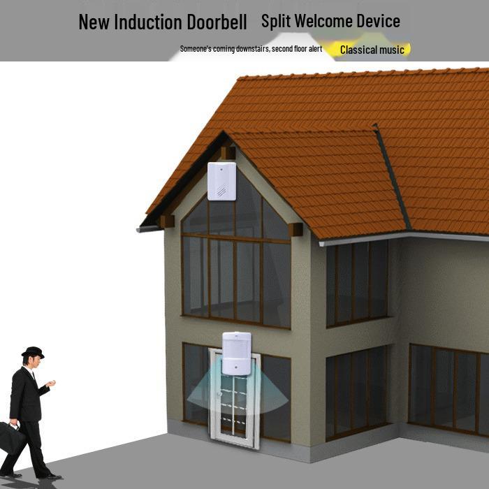 Ultra-Long Range Infrared Sensor Battery-Powered Doorbell with Split Design and Alarm Feature
