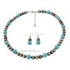 GemChic Women's New Vintage Turquoise Beads Chain Necklace Earrings Two Piece Set Ethnic Birthday Christmas Jewelry Gift