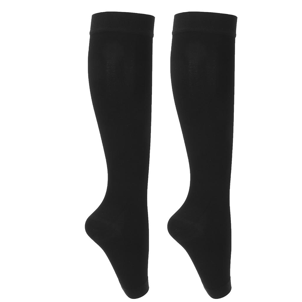 Compression Stockings Breathable Antislip Elastic Open Toed Stocks for Women BlackM