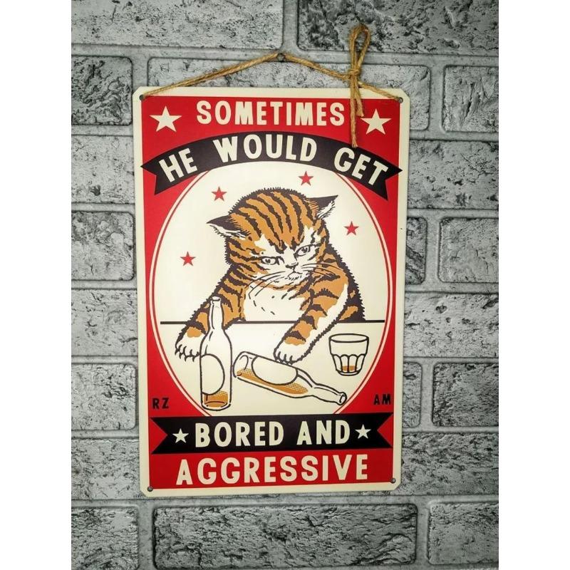 Katzen Metall Wandkunst, Haustierliebhaber Poster Schild