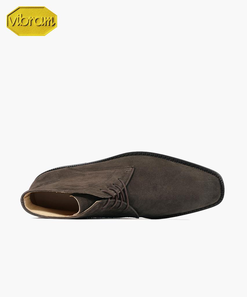Firenze Atelier [Vibram] Semi-Square Standard Suede Chukka Boots 7200-Qs [Dark Brown]