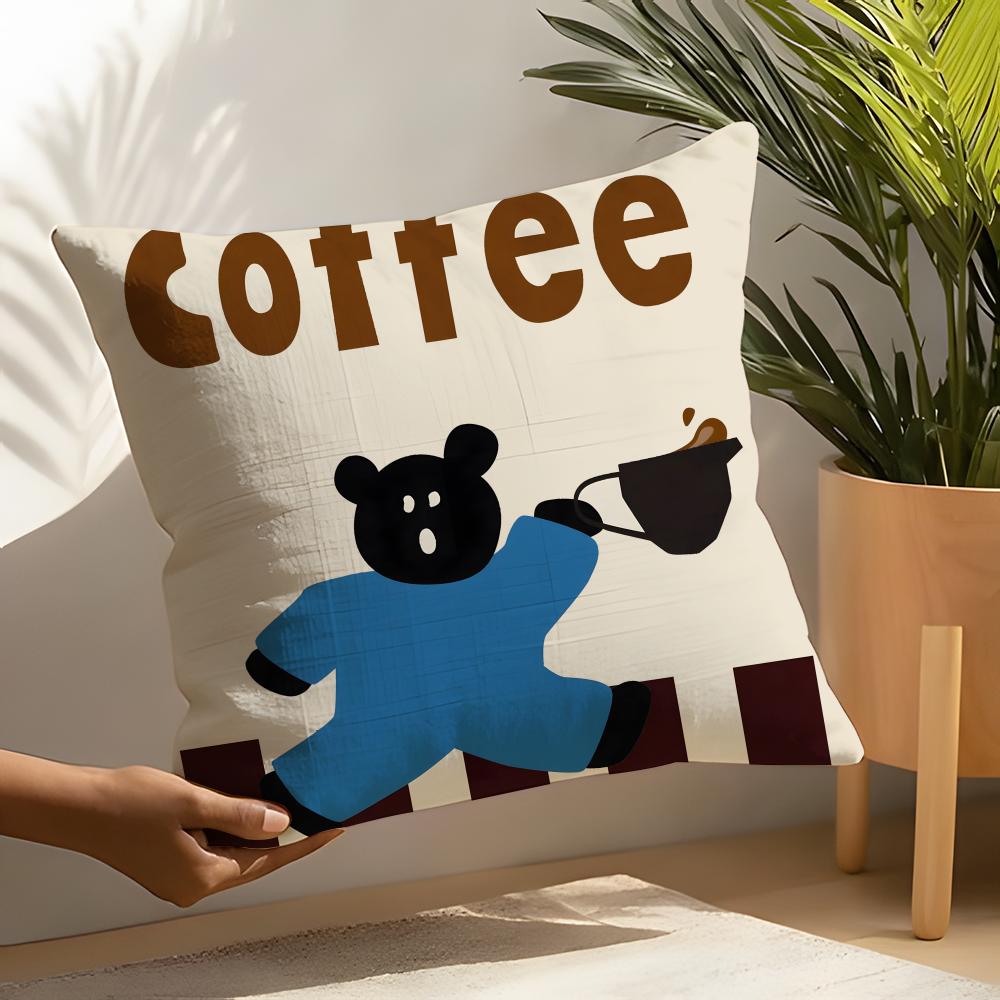 Creative Coffee Illustration Pillow Case Linen Cushion Covers For Decorative Sofa Home Pillows Case Car Chair Pillows Cases