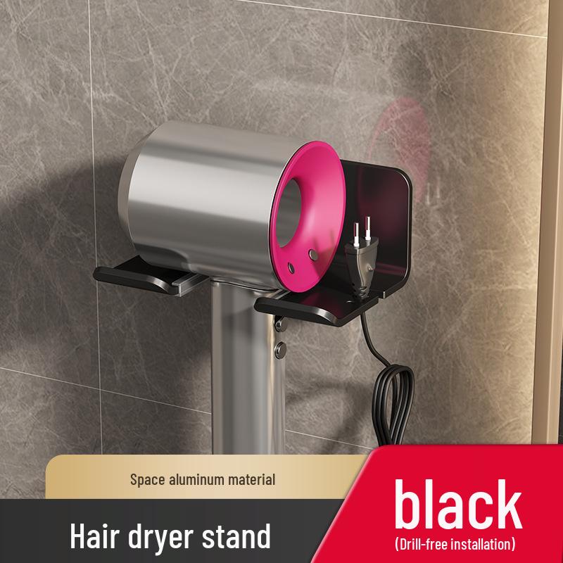 Punch-Free Hair Dryer Holder: Bathroom Storage & Organizer Shelf