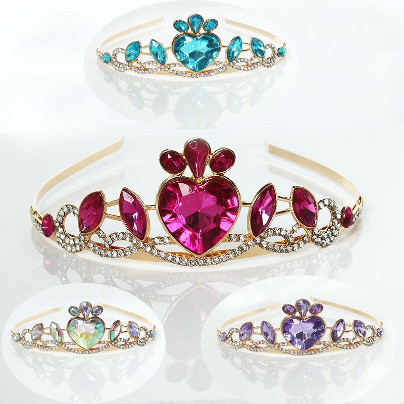 Korean Style Rhinestone Crystal Crown: Heart & Water Drop Diamond Design for Children's Performances