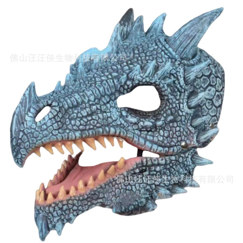 Hot-selling movable-mouth dinosaur mask, animal latex mask without eyes, adult-sized prank mask for scary effects