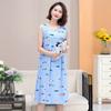 Summer Middle-Aged Elderly  Silk Women's Dresses Large Size Mother's Casual Homewear
