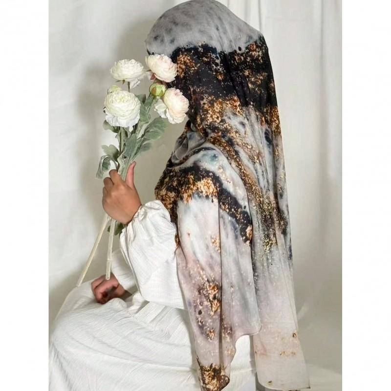 Womens Bohemian Style Watercolor Marble Print Modal Scarf Lightweight Wrap Shawl Beach Travel