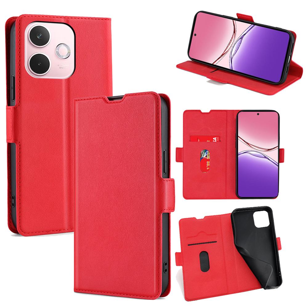 

For Oppo A5 Pro 4G (Global)/5G (Global)/A5 Energy 5G (China) Case Card Holder PU Leather Phone Cover Red